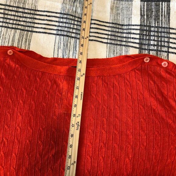 NWT J. Crew Womens 100% Linen Cable Knit Sweater Sz L Orange Light - Picture 8 of 9